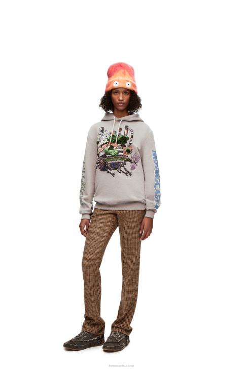 Loewe Moving Castle embroidered hoodie in cotton 688V840 Women Grey