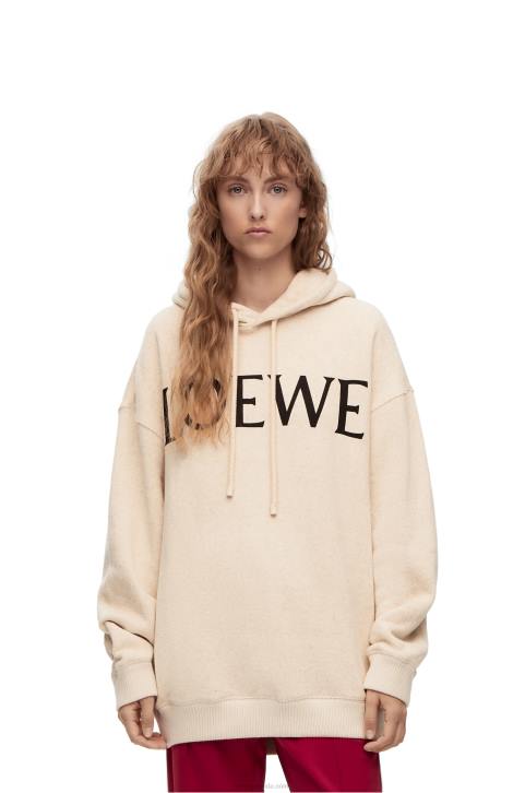 Loewe Oversized fit hoodie in cotton 688V801 Women Ivory