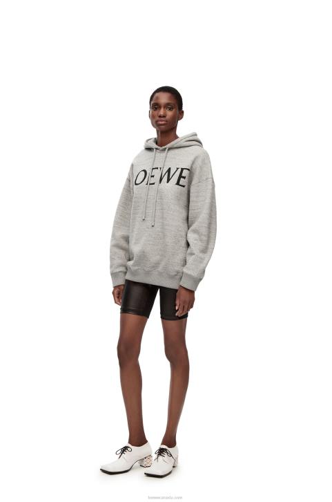 Loewe Oversized fit hoodie in cotton 688V810 Women Grey Melange