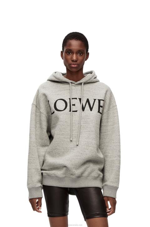 Loewe Oversized fit hoodie in cotton 688V810 Women Grey Melange