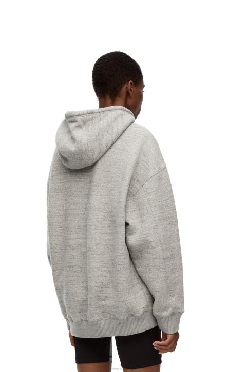 Loewe Oversized fit hoodie in cotton 688V810 Women Grey Melange