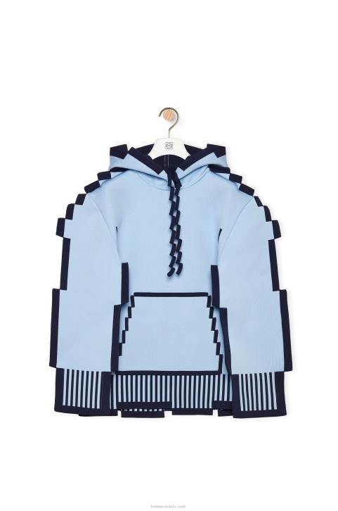 Loewe Pixelated hoodie in technical knit 688V802 Women Light Blue