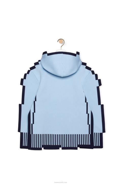 Loewe Pixelated hoodie in technical knit 688V802 Women Light Blue