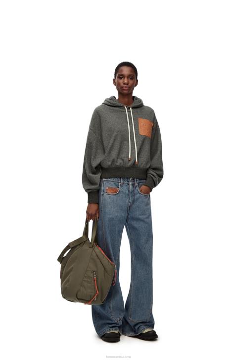 Loewe Relaxed fit hoodie in cotton 688V811 Women Charcoal