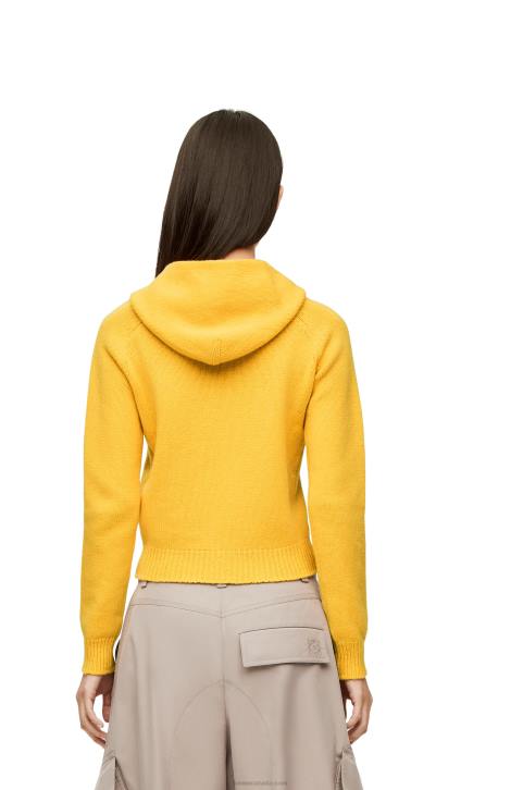 Loewe Zip up hoodie in knit wool 688V804 Women Pale Yellow