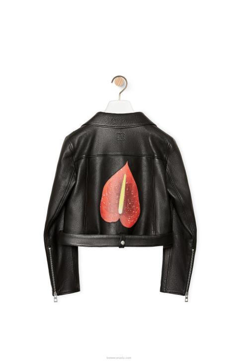 Loewe Anthurium biker jacket in nappa 688V1110 Women Black/Multicolor