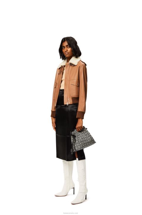 Loewe Aviator jacket in nappa 688V1158 Women Toffee/White