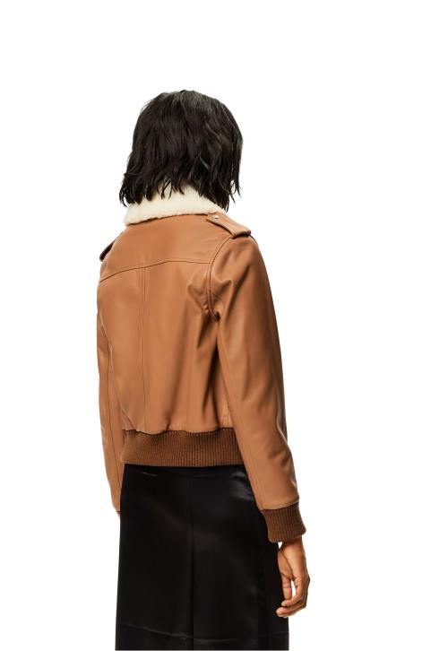 Loewe Aviator jacket in nappa 688V1158 Women Toffee/White