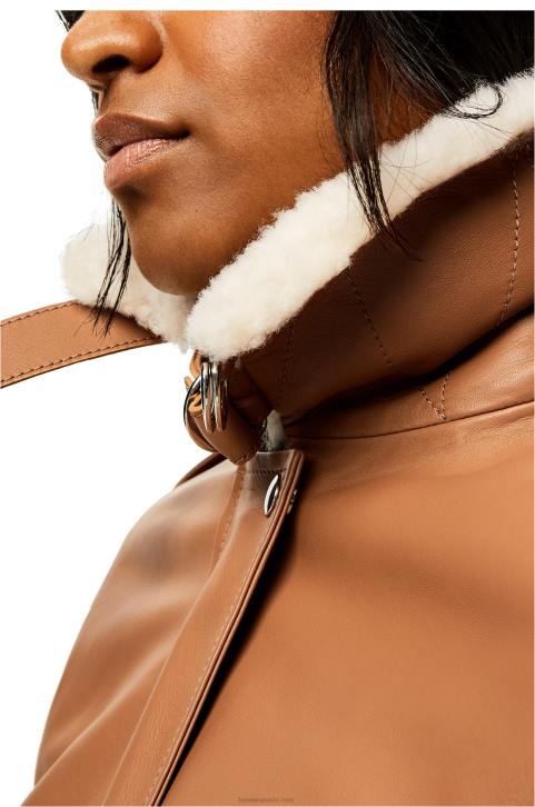 Loewe Aviator jacket in nappa 688V1158 Women Toffee/White