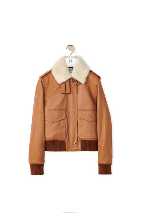 Loewe Aviator jacket in nappa 688V1158 Women Toffee/White