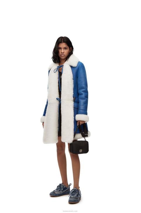 Loewe Coat in shearling 688V1119 Women White/Blue