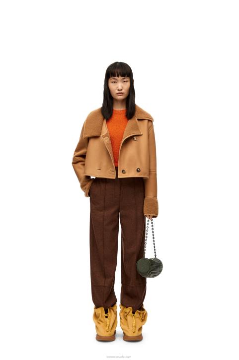 Loewe Deconstructed jacket in shearling 688V1130 Women Desert/Burgundy