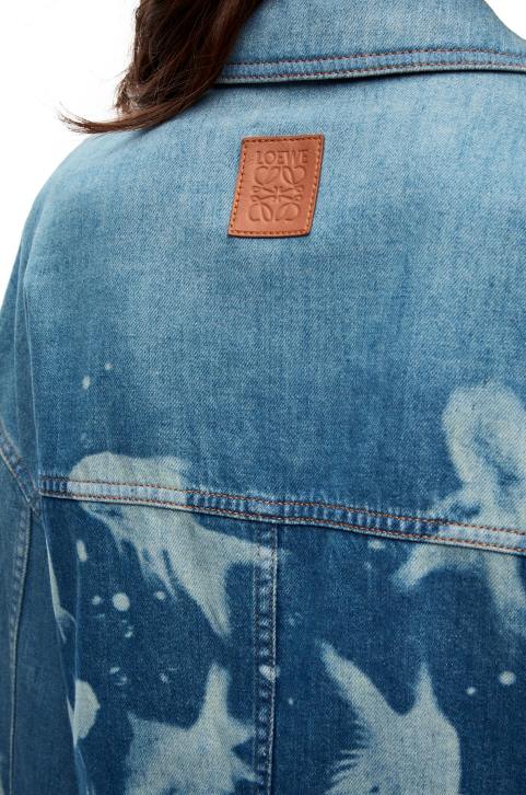 Loewe Fish cropped jacket in denim 688V1169 Women Light Blue/White