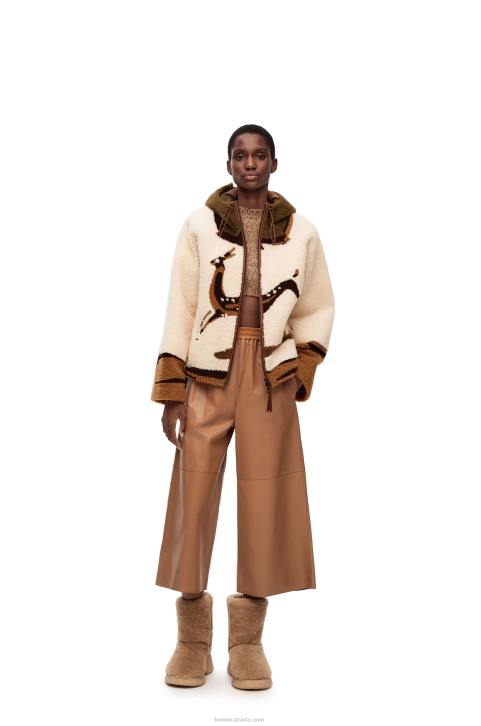 Loewe Hooded jacket in shearling 688V1126 Women Off-white/Brown