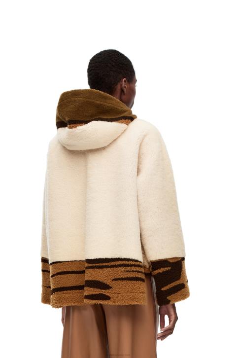 Loewe Hooded jacket in shearling 688V1126 Women Off-white/Brown