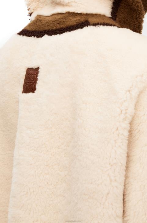 Loewe Hooded jacket in shearling 688V1126 Women Off-white/Brown