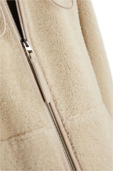 Loewe Hooded zip jacket in shearling 688V1142 Women Cream/Blue/Purple