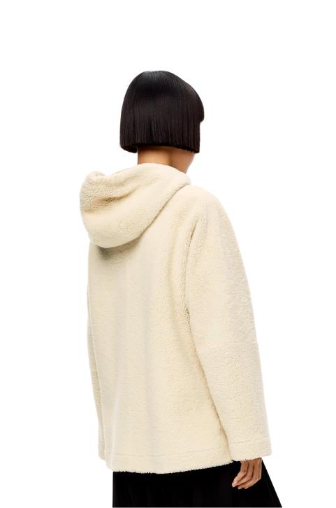 Loewe Hooded zip jacket in shearling 688V1151 Women Soft White/Tan