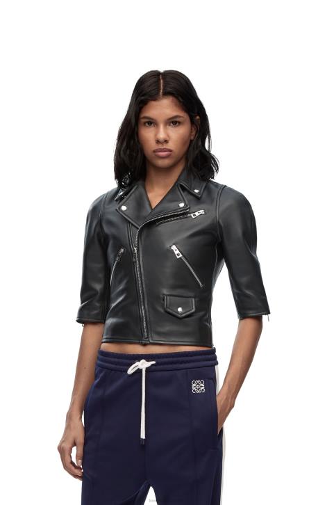 Loewe Short biker jacket in nappa 688V1116 Women Black