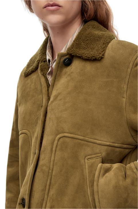 Loewe Short jacket in shearling 688V1125 Women Khaki Green