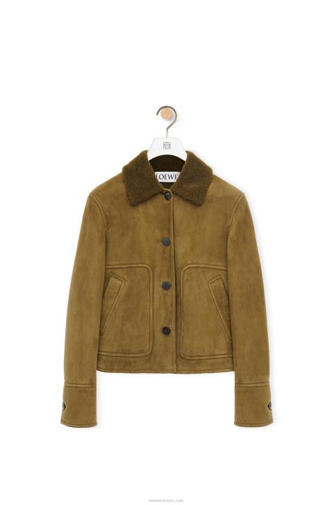 Loewe Short jacket in shearling 688V1125 Women Khaki Green