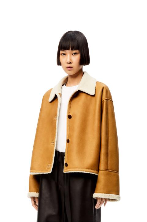 Loewe Short jacket in shearling 688V1148 Women White/Camel