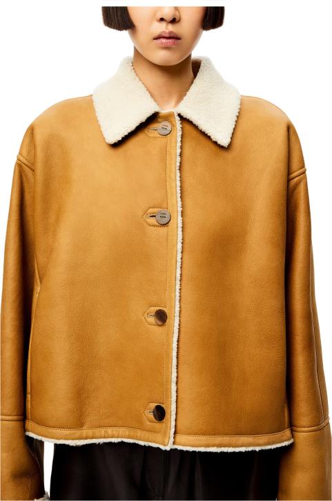 Loewe Short jacket in shearling 688V1148 Women White/Camel
