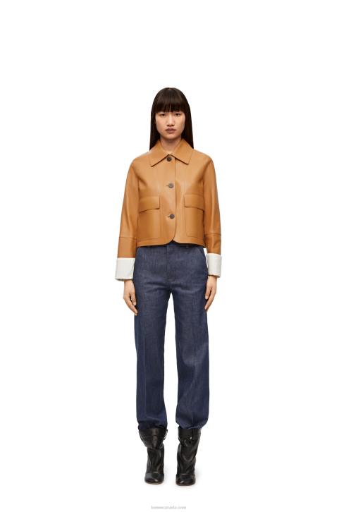 Loewe Turn-up jacket in nappa lambskin 688V1133 Women Warm Desert