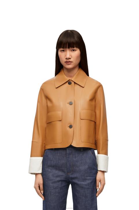 Loewe Turn-up jacket in nappa lambskin 688V1133 Women Warm Desert