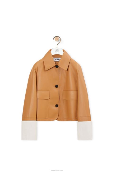Loewe Turn-up jacket in nappa lambskin 688V1133 Women Warm Desert