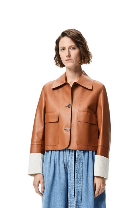 Loewe Turn-up jacket in nappa lambskin 688V1136 Women Tan
