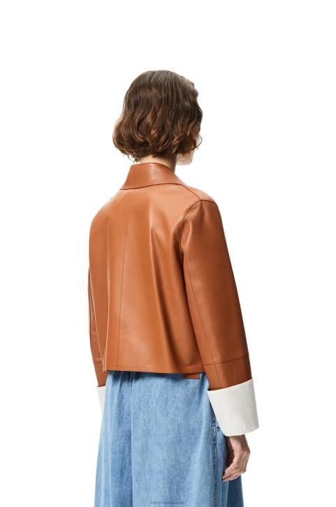 Loewe Turn-up jacket in nappa lambskin 688V1136 Women Tan