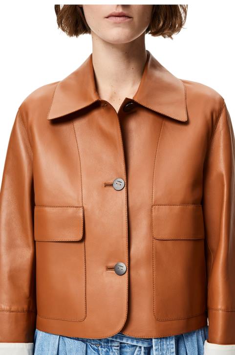 Loewe Turn-up jacket in nappa lambskin 688V1136 Women Tan