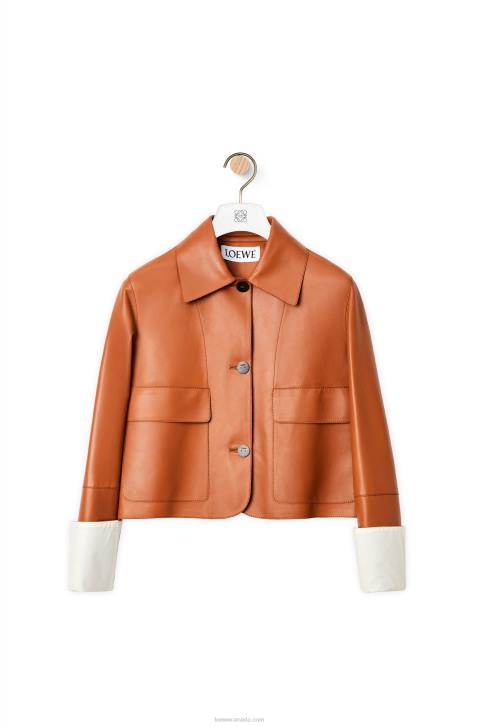 Loewe Turn-up jacket in nappa lambskin 688V1136 Women Tan