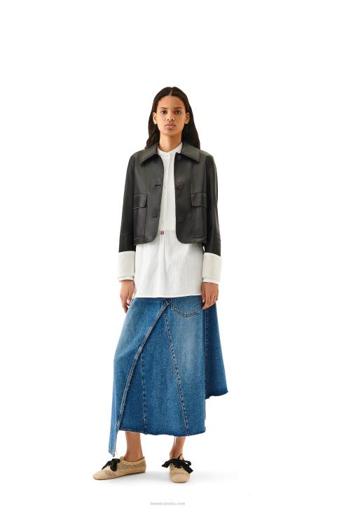 Loewe Turn-up jacket in nappa lambskin 688V1149 Women Black