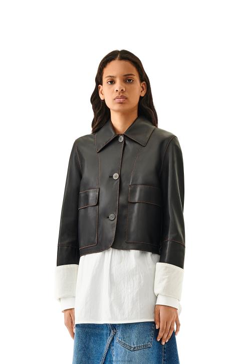 Loewe Turn-up jacket in nappa lambskin 688V1149 Women Black