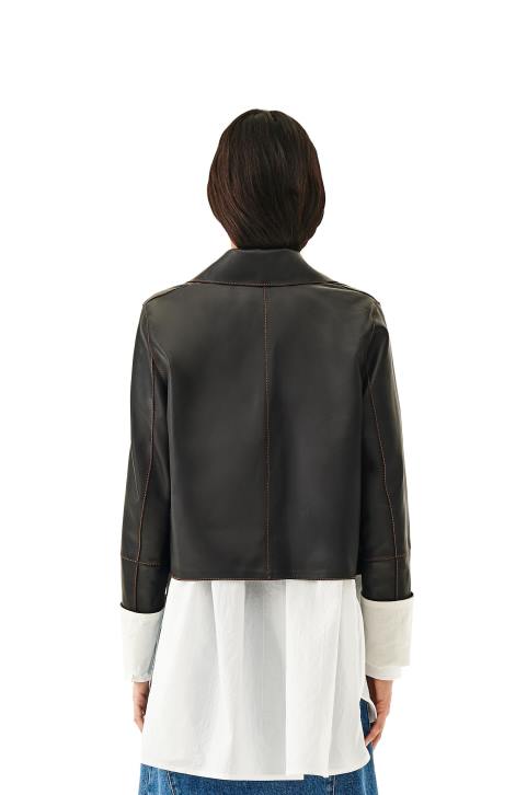 Loewe Turn-up jacket in nappa lambskin 688V1149 Women Black