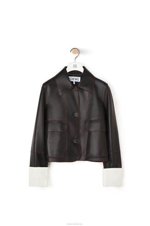 Loewe Turn-up jacket in nappa lambskin 688V1149 Women Black