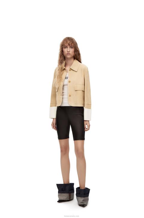 Loewe Turn-up jacket in suede lambskin 688V1150 Women Gold