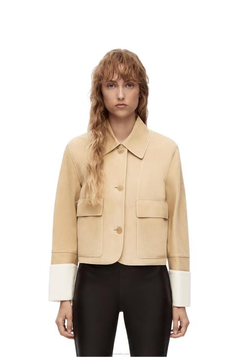 Loewe Turn-up jacket in suede lambskin 688V1150 Women Gold