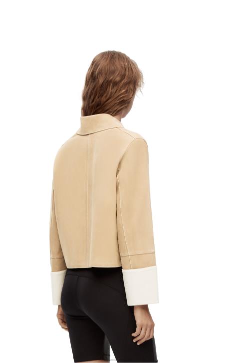 Loewe Turn-up jacket in suede lambskin 688V1150 Women Gold