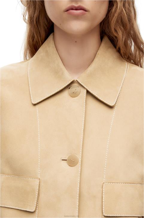 Loewe Turn-up jacket in suede lambskin 688V1150 Women Gold
