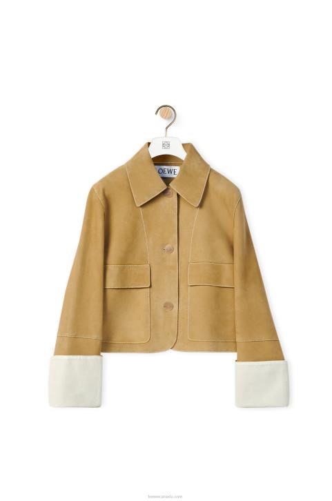 Loewe Turn-up jacket in suede lambskin 688V1150 Women Gold