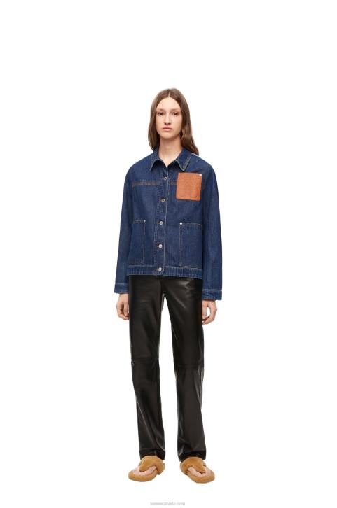 Loewe Workwear jacket in denim 688V1193 Women Denim Blue/Light Denim Blue