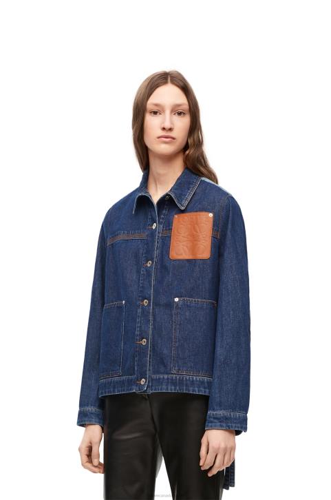 Loewe Workwear jacket in denim 688V1193 Women Denim Blue/Light Denim Blue