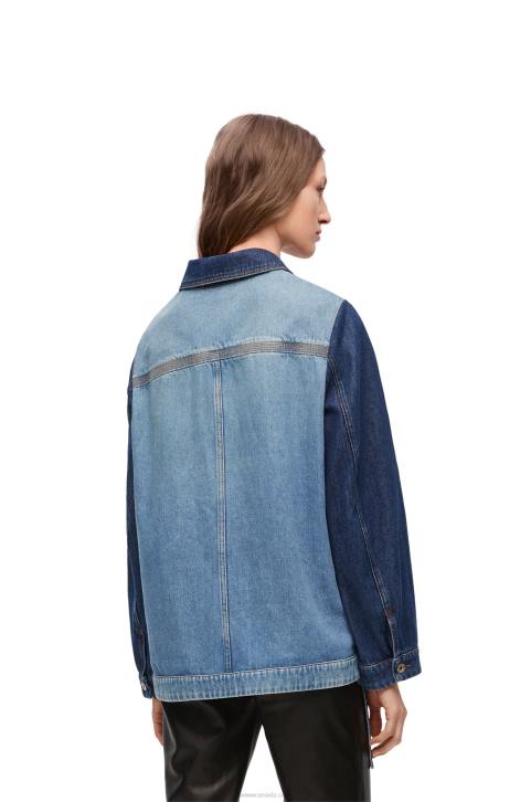 Loewe Workwear jacket in denim 688V1193 Women Denim Blue/Light Denim Blue