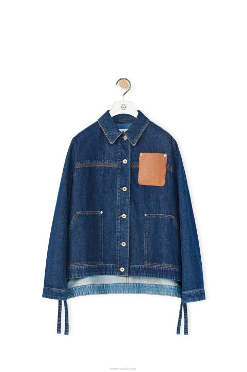 Loewe Workwear jacket in denim 688V1193 Women Denim Blue/Light Denim Blue