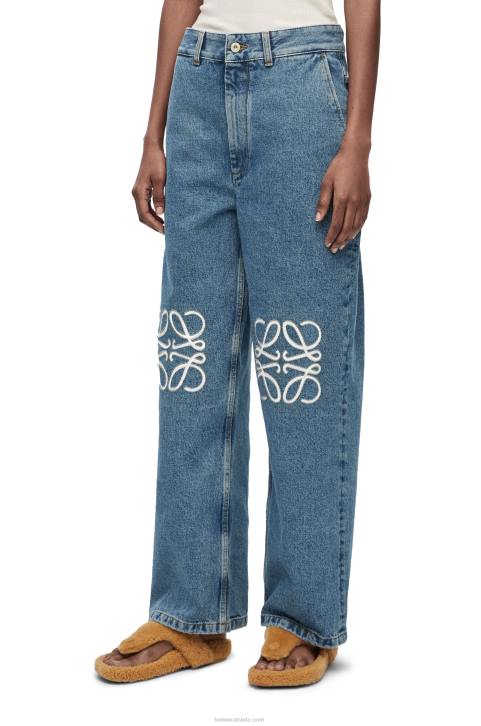 Loewe Anagram baggy jeans in denim 688V1174 Women Jeans Blue