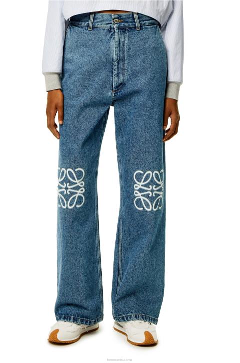 Loewe Anagram baggy jeans in denim 688V1174 Women Jeans Blue