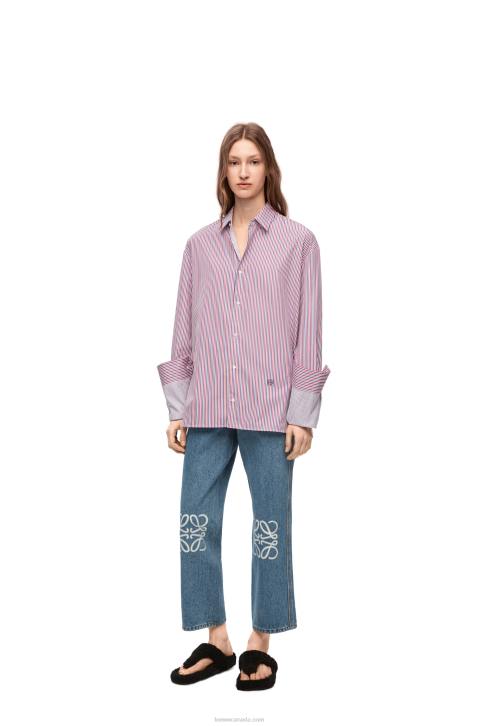 Loewe Anagram cropped jeans in denim 688V1203 Women Mid Blue Denim